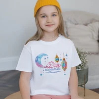 Ramadan Kareem Print Eid Mubarak Kids Shirts Child T-shirt Islamic Muslim Children Short Sleeve Tops Holiday Boys Girls Clothes 1