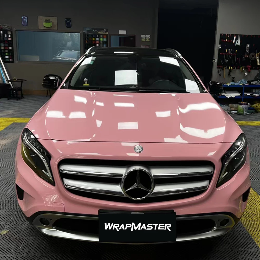 

Size：1.52x18m 5x59ft/Roll PET Rouge Pink Glossy Crystal Vinyl Car Wrap best car paint protection coating flim