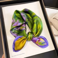 2025 Fashion 100% Real Silk Scarf 53cm Square Bandelet Women's Silk Temperament Small Scarf Neck Decorative Wrap Printed Scarves