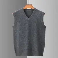 Smart Casual Autumn Men Sweaters Vest V-Neck Solid Simplicity Trend All-match Loose Thicken Sleeveless Pullovers Knitd Coat Tops 2