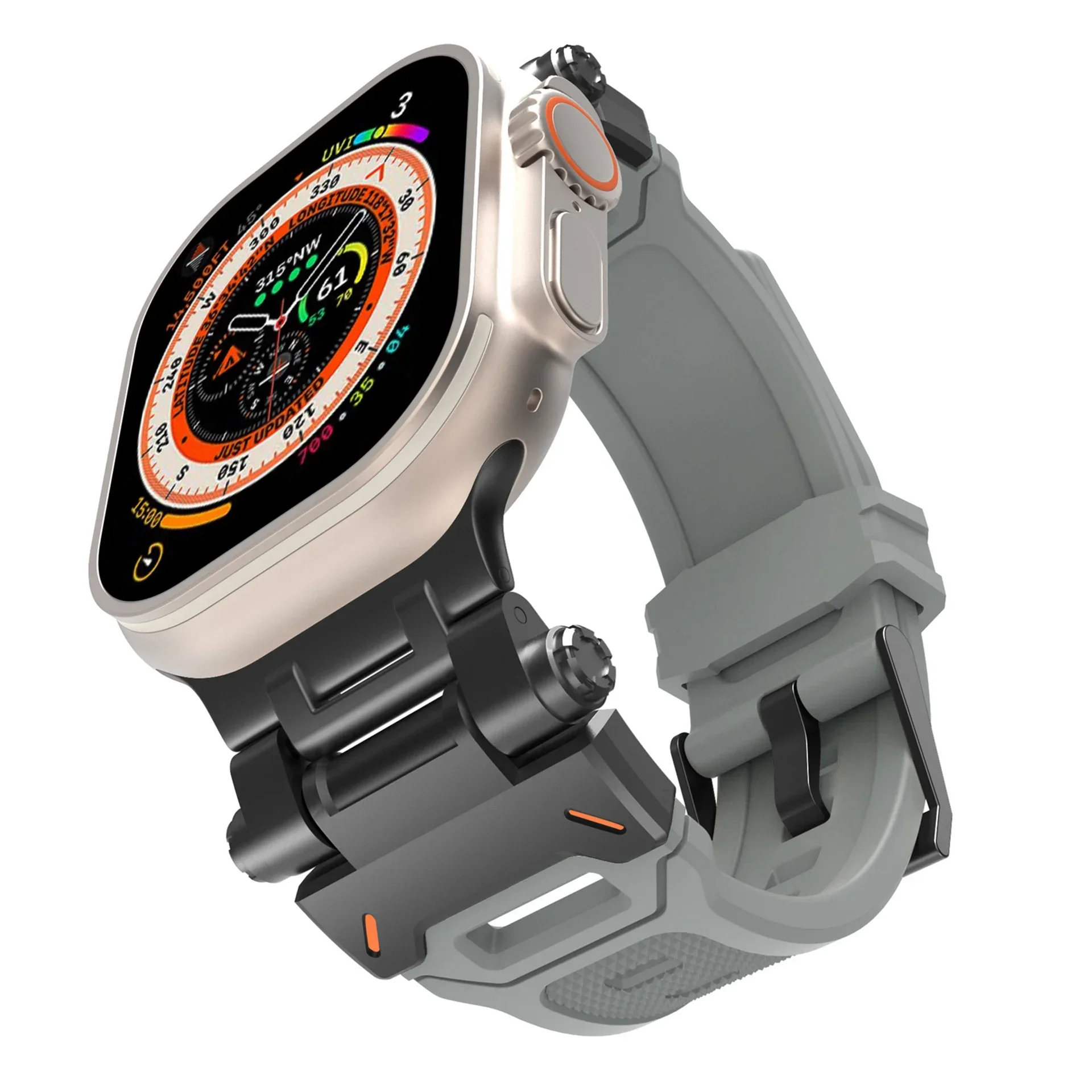 Titanium Color Silicone Sports Watch Band