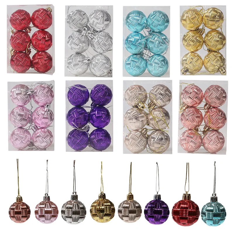 6pcs/Set 4CM Christmas Ball Ornaments Set Plastics Christmas Tree Pendant Decoration Merry Christmas Decoration Accessories