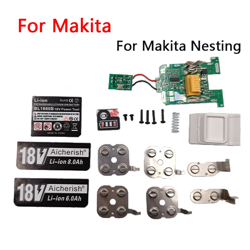 

18V 8000mAh Li-ion Rechargeable Battery Nesting Plastic Case Detection Board ,For Makita BL1830 BL1840 BL1850 BL 1860 Etc