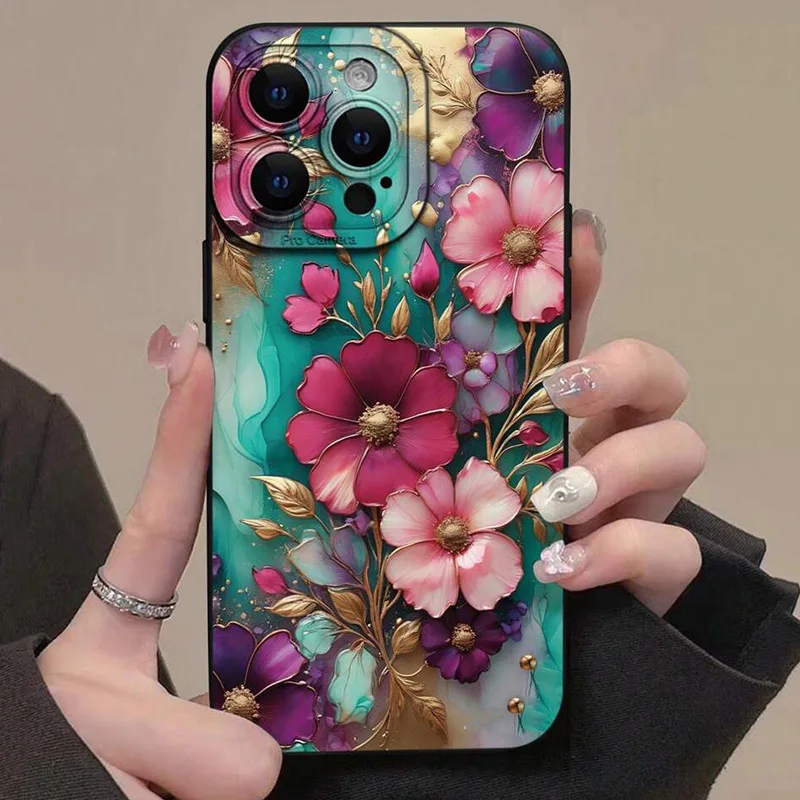 Vintage Floral Pattern Phone Case For Samsung Galaxy S26 S25 Ultra S24 FE S23 Plus S22 S21 A56 A36 A15 A55 A35 A54 A34 A53Cover