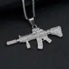 Iced Out AK47 Gun Pendant Rhinestone Stainless Steel Mens Necklace Hiphop Jewelry 4