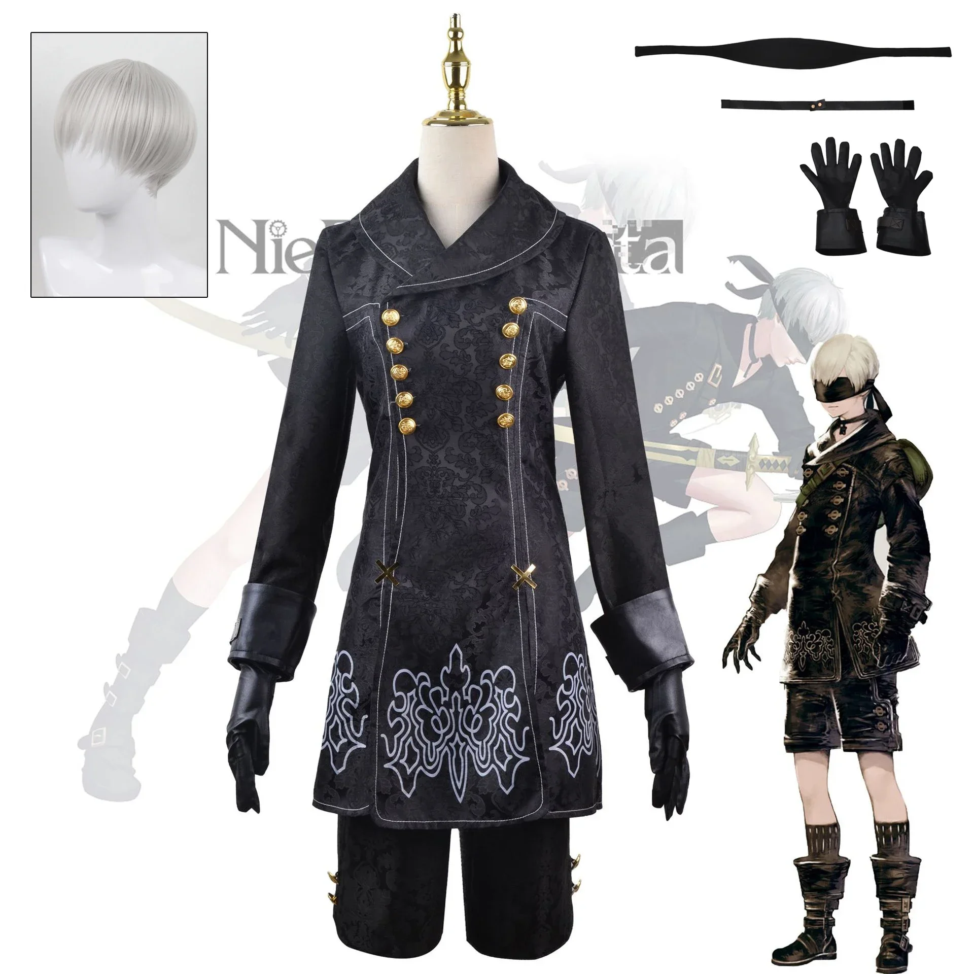 

Nier Automata Cosplay Costume Yorha 9S No.9 Type S Outfit Games Suit Men Role Play Costumes Halloween Party Fancy