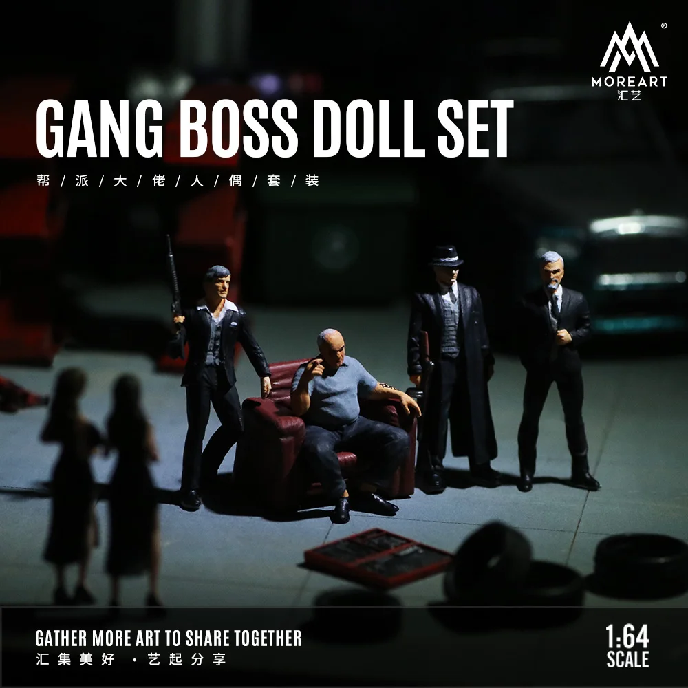 More Art1:64 Gang Boss Action Figure Set Simulating Resin Decoration Figure Model For Display&Gift 