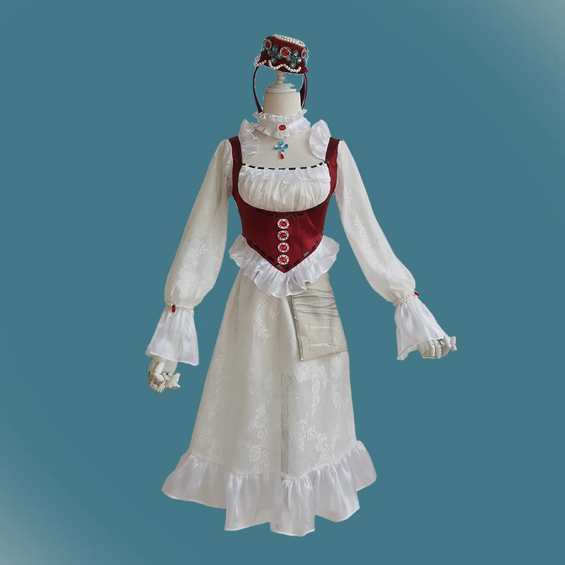 

COS-HoHo Anime Identity V Ada Mesmer Lila White Valentine's Day Dress Nifty Lovely Uniform Cosplay Costume Party Outfit Women