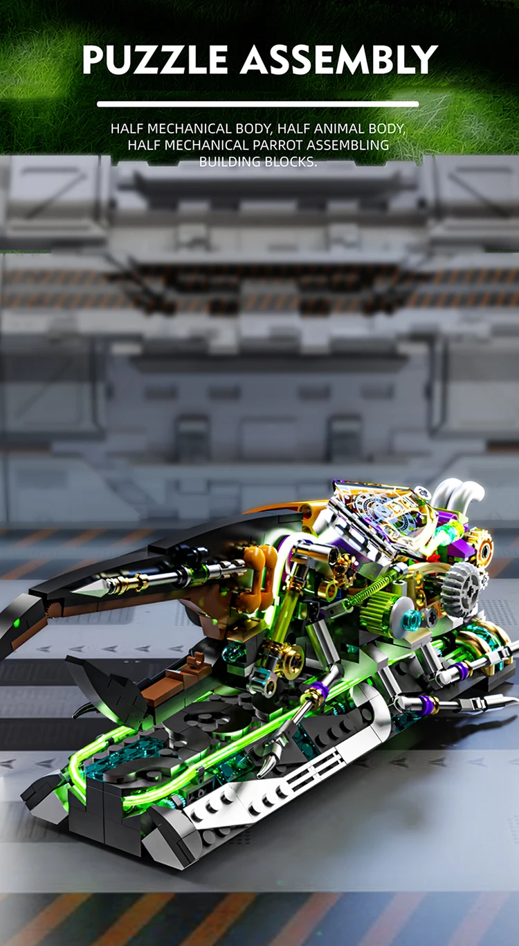 862PCS Glowing Beetle Building Blocks Jointed Wings Movable Mechanical Insect Model Bricks Puzzle Toys Children's Holiday Gifts