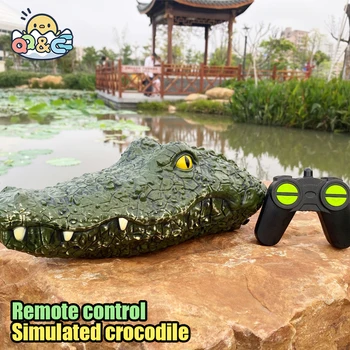 jouets Tête de crocodile de simulation de bateau RC, télécommande 2.4G, leurre d’alligator
