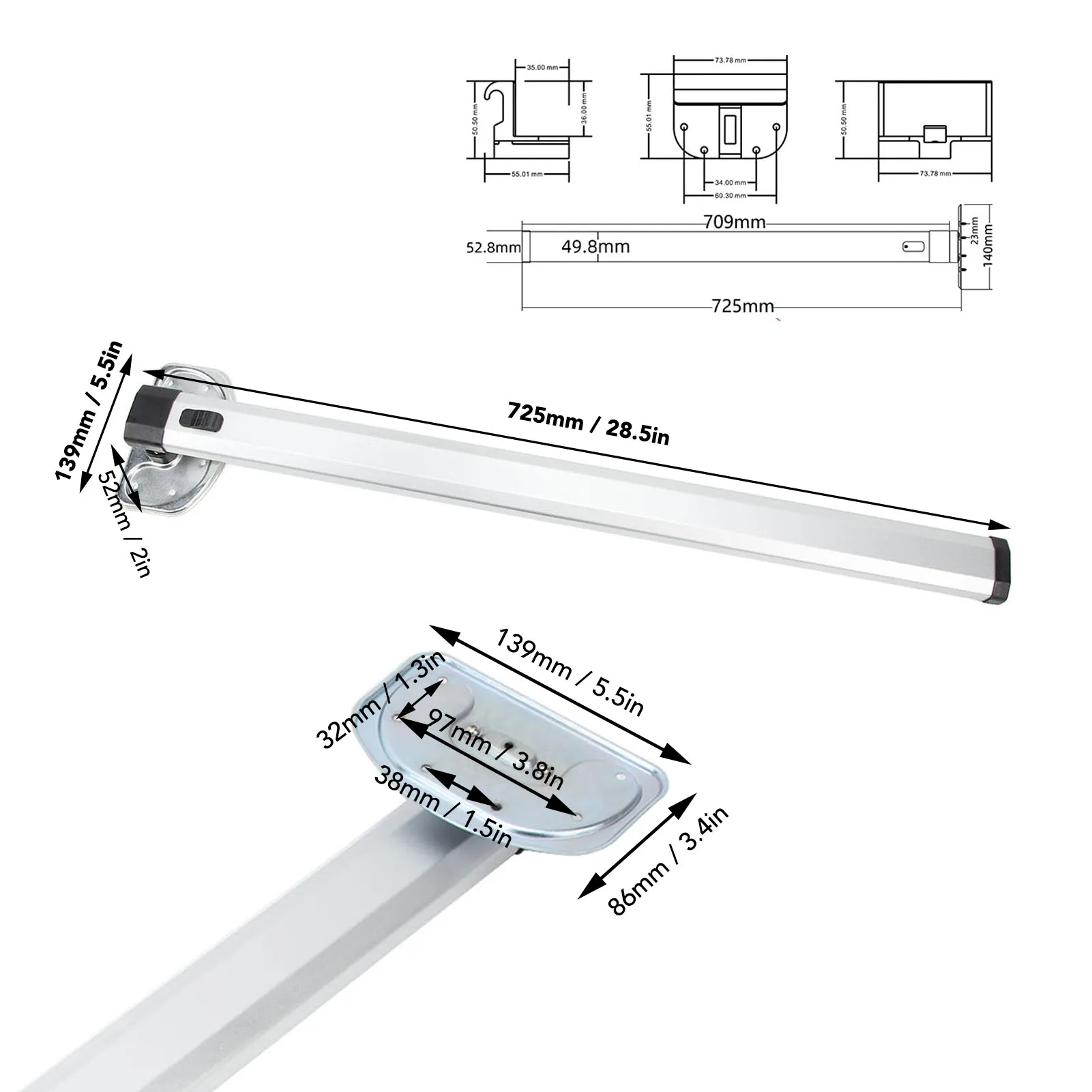 Folding Table Leg and Slider Rail 28.5in Collapsible Legs 38.6in Dual Rails For Dining Table RV Motorhome Yachts Accessories