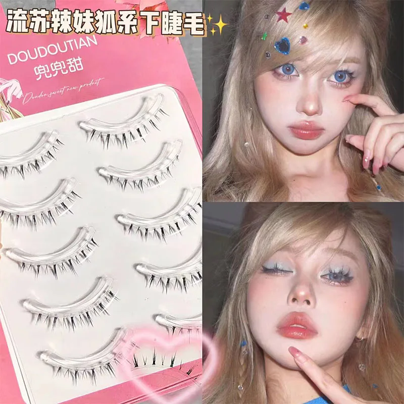 

5 Pairs Transparent Stem Manga Under Eyelash Natural Simulation V-shaped Fake Eyelashes Korean Eyelash Extension Beauty Tool