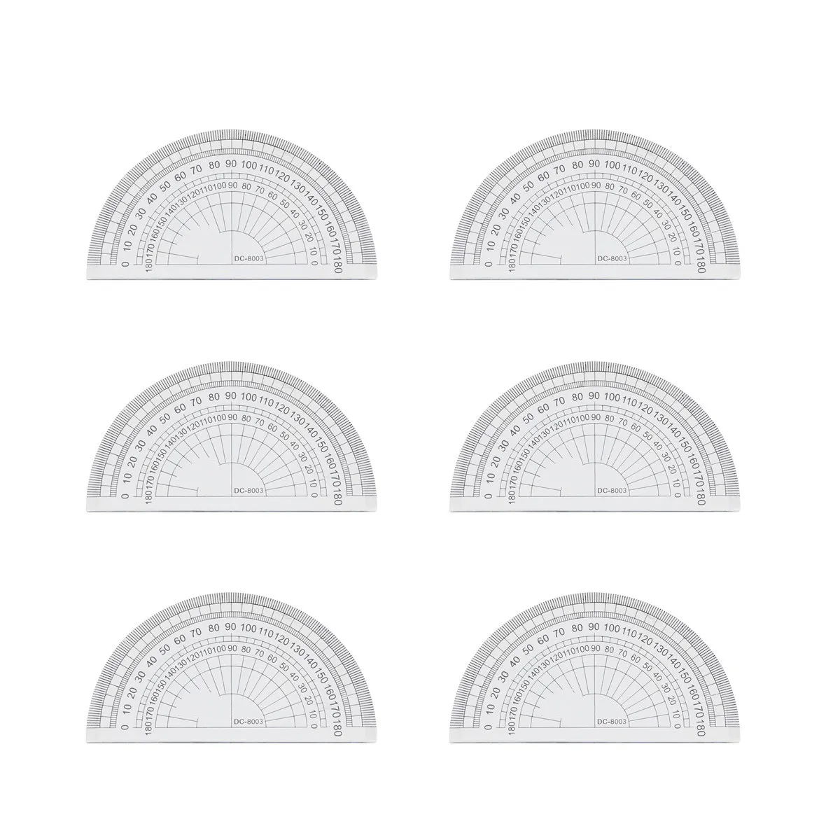 10Pcs 각도기 플라스틱 투명 180도 반원형 모양 수학 도구 수학 그리기 학교 사무실 사용 각도기