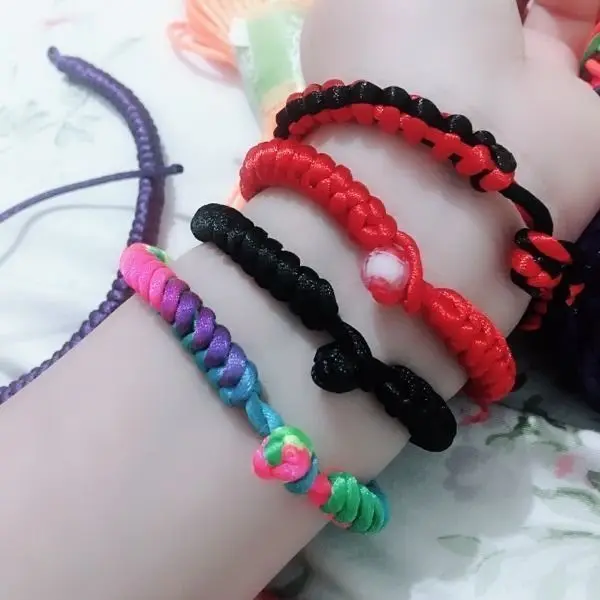 DIY 중국 매듭 새틴 팔찌, 구슬 만들기, 땋은 마크라메 실크 코드 로프, 스레드 와이어, 2mm 250 야드