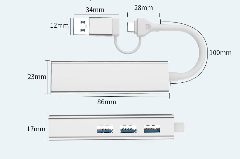 USB3.0, 1000Mbps, Adaptador Ethernet RJ45, 100Mbps, USB2.0,