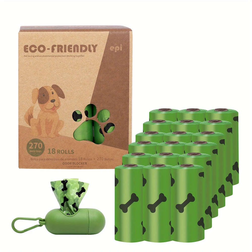 Dog Poop Bags with Dispenser, Guaranteed Leak Proof and Extra Thick Waste Bag Refill Rolls For Dogs, 15-270 Count，With fragrance