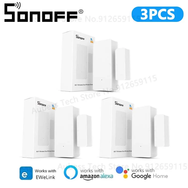 SONOFF DW2 WiFi Door Sensor eWeLink Door Window Open Detector Smart Home Security Protection Alarm System Alexa Google Assistant alarm lamp Alarms & Sensors