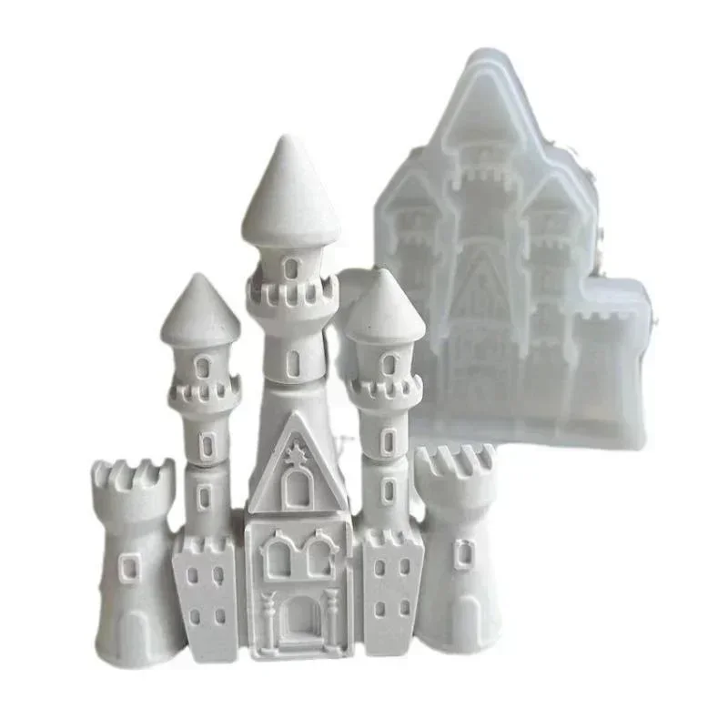 Creative Handmade Molds European Castle Silicone Mold DIY Chocolate Candy Molds Kitchen Baking Cake Decor Tool Candle Soap Mould