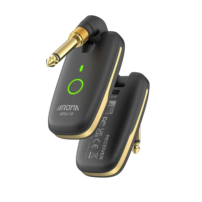 AROMA UHF Wireless Guitar System Guitar Transmitter Receiver Electric Bass Wireless Transmitter Built-In Rechargeable