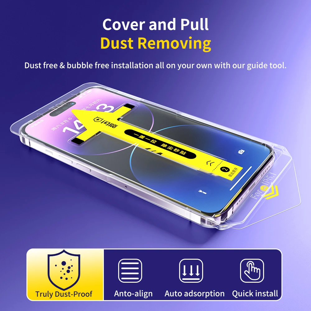 Protetor de Tela SmartDevil para iPhone Pro Max Cobertura Total Vidro Temperado Instalação com um Toque Borda a Borda Transparente 14 13