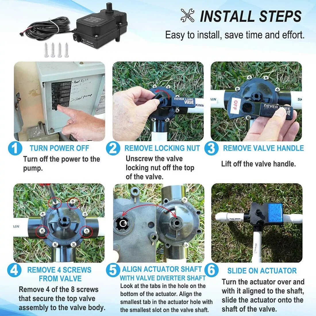 263045 CVA-24T Valve Actuator 24 Volt For Pentair Ortega Jandy 3-Port valves AC Pool and Spa Actuator Compool Ortega