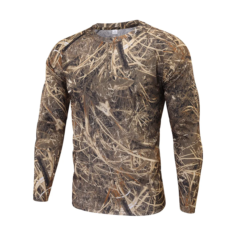 Men's Spring Autumn Long-sleeved Combat Shirts Bionic Camouflage Hunting Under-Shirt Breathable Anti-Sweat Quick Drying