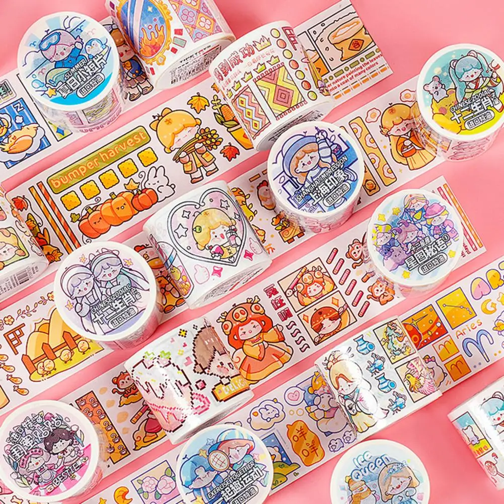 

Japanese Paper Tape Cute Cartoon Girl Stickers Sunflower Washi Tape Set Diy Decoration for Journals Scrapbooks for Planners