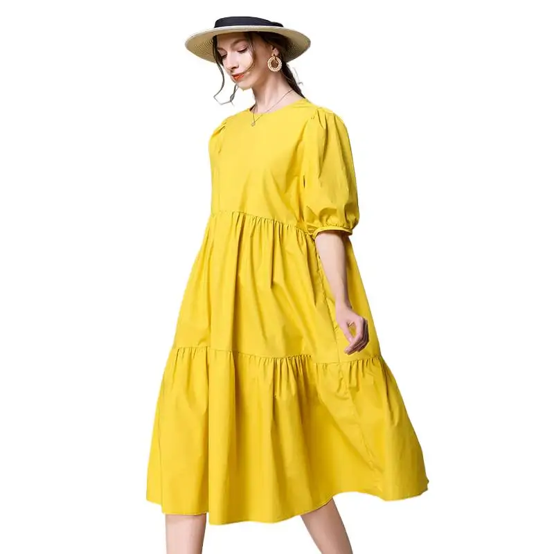 

Women Cotton Linen Irregular Long Dress Ladies Summer Puff Sleeve Beach Dress Sweet Girl Party Dress Hot Fashion vestidos verano