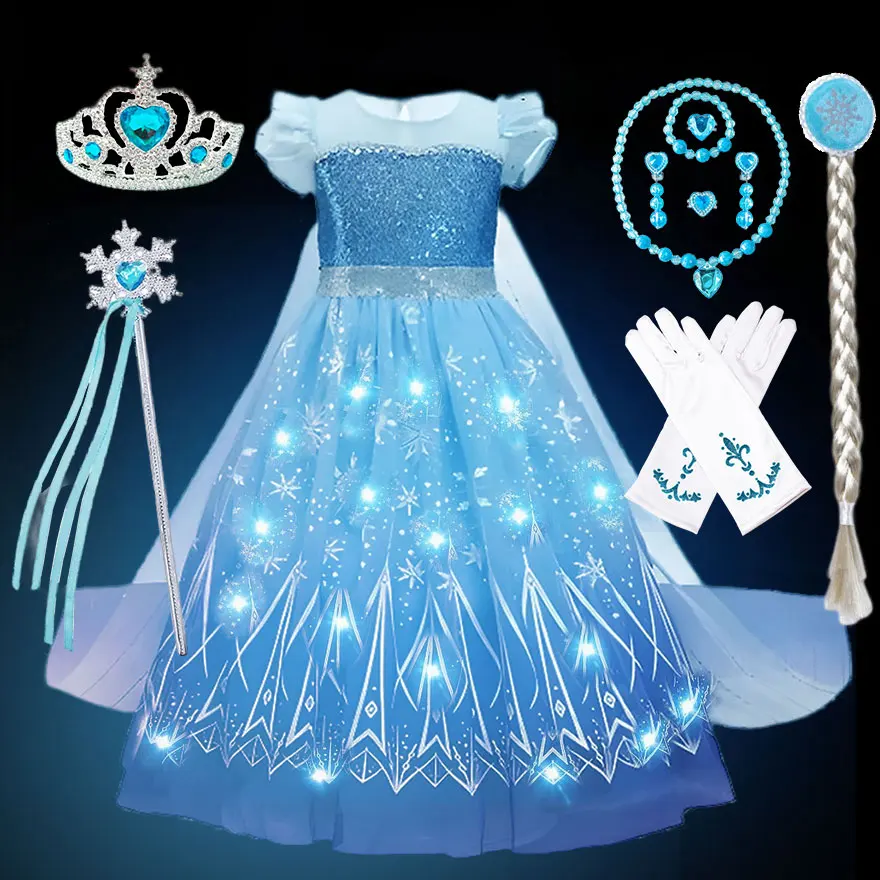 Ball Gown Elsa Dress With Lights ELSA Formal Couture Dress Blue