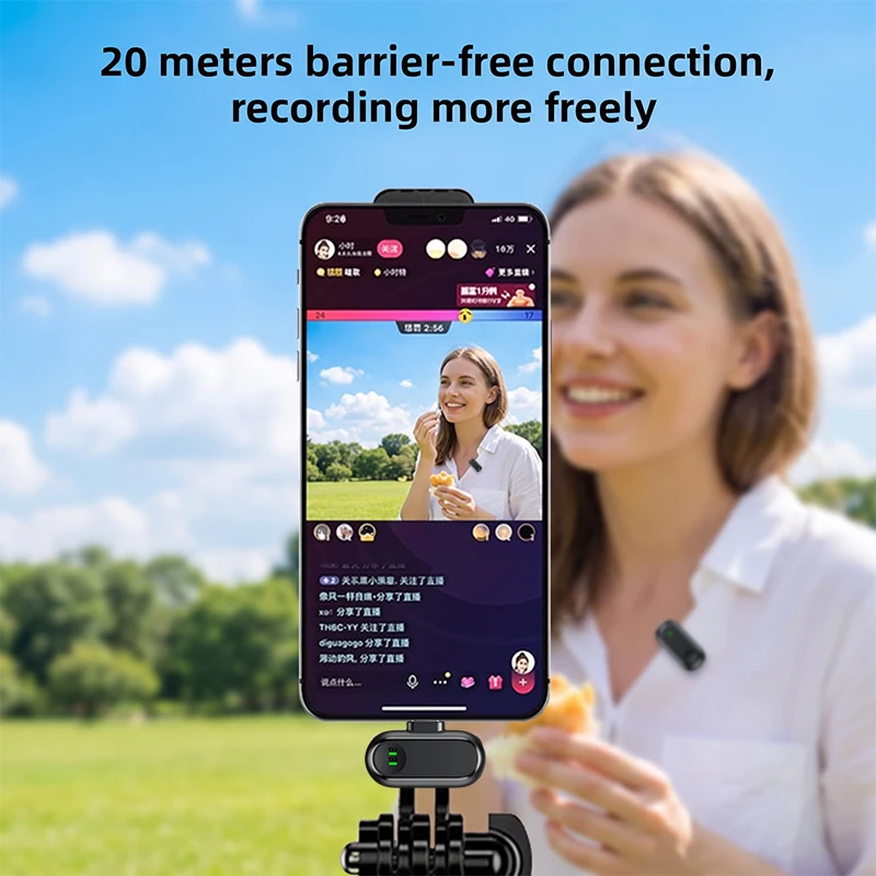 Wireless Dual-Mic Lapel System for Vlog Recording & Live Streaming
