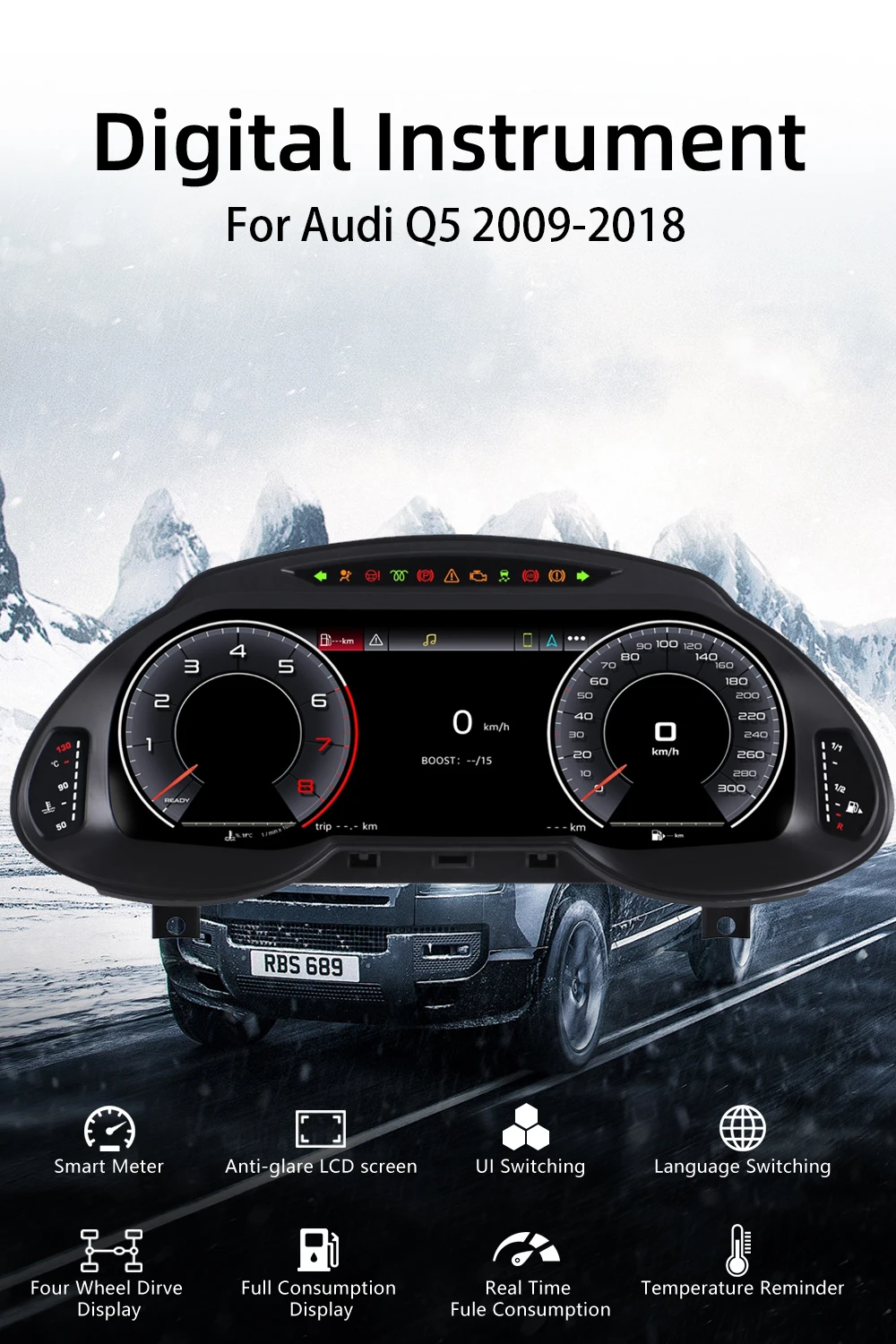 Digital Instrument Cluster For Audi Q5 2009-2018 Speedometer 12.3”HD screen1920*