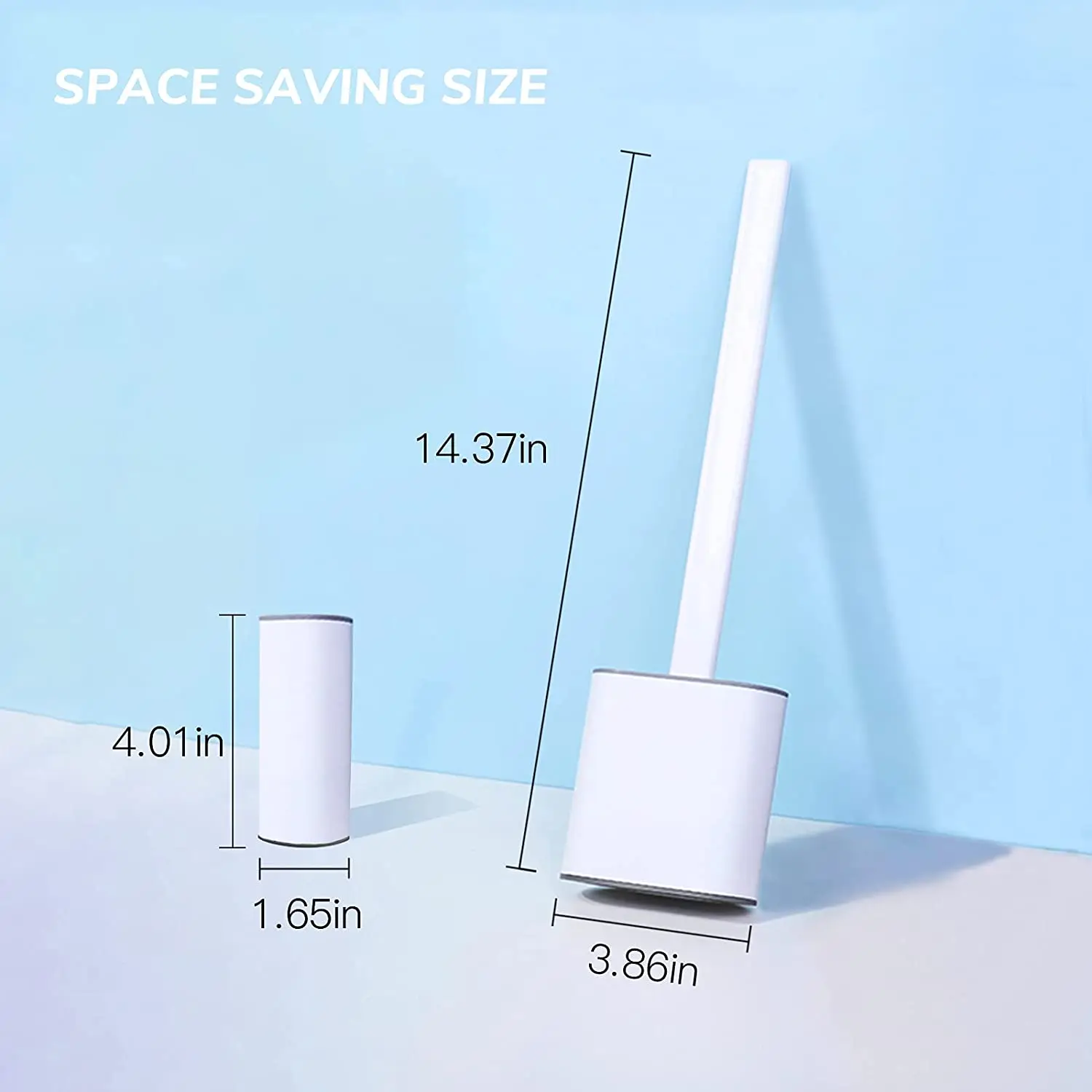 Toilet Brush Bathroom Silicone Toilet Brushes Holder Sets No-Slip Long Plastic Handle Soft Flexible Bristles