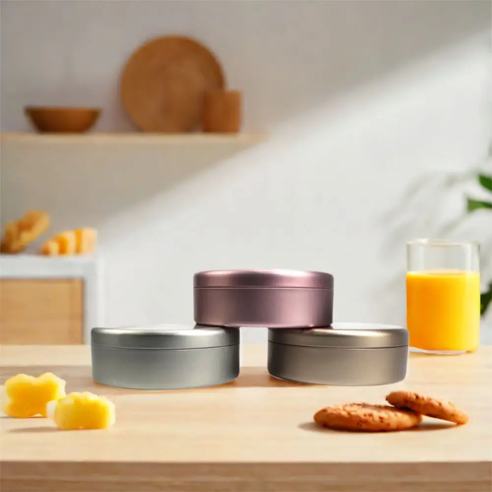 3Pcs Durable Tinplate Tea Cake Tin 3 Color Round Cookie Storage Boxes Simple Candy Biscuit Packaging Box Gifts