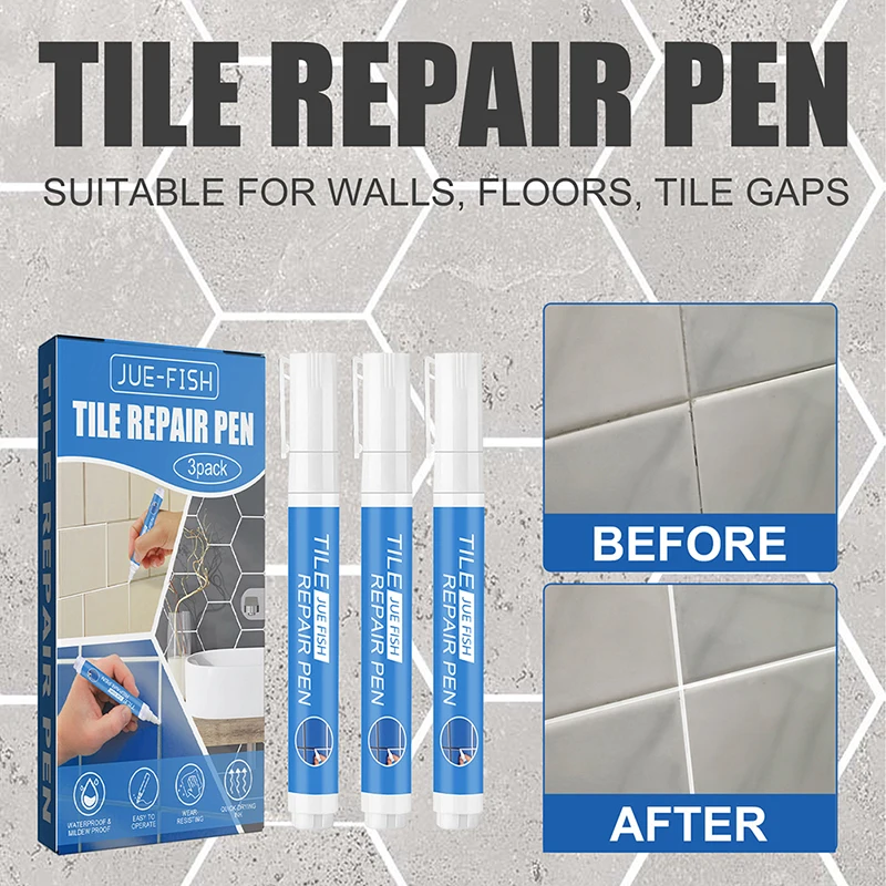 

3pcs Waterproof Tile Marker Grout Pen Tile Beauty Seam Wall Seam Pen For Tiles Floor Bathroom Decontamination Seam Repair Tools