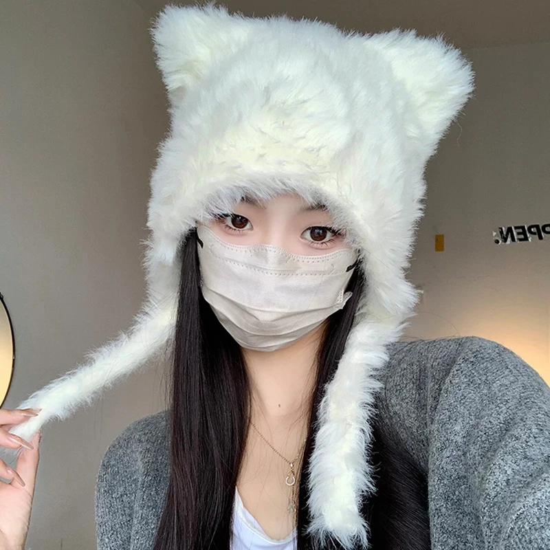 2023 Halloween Winter Plush Cute Cat Ears Beanies Women