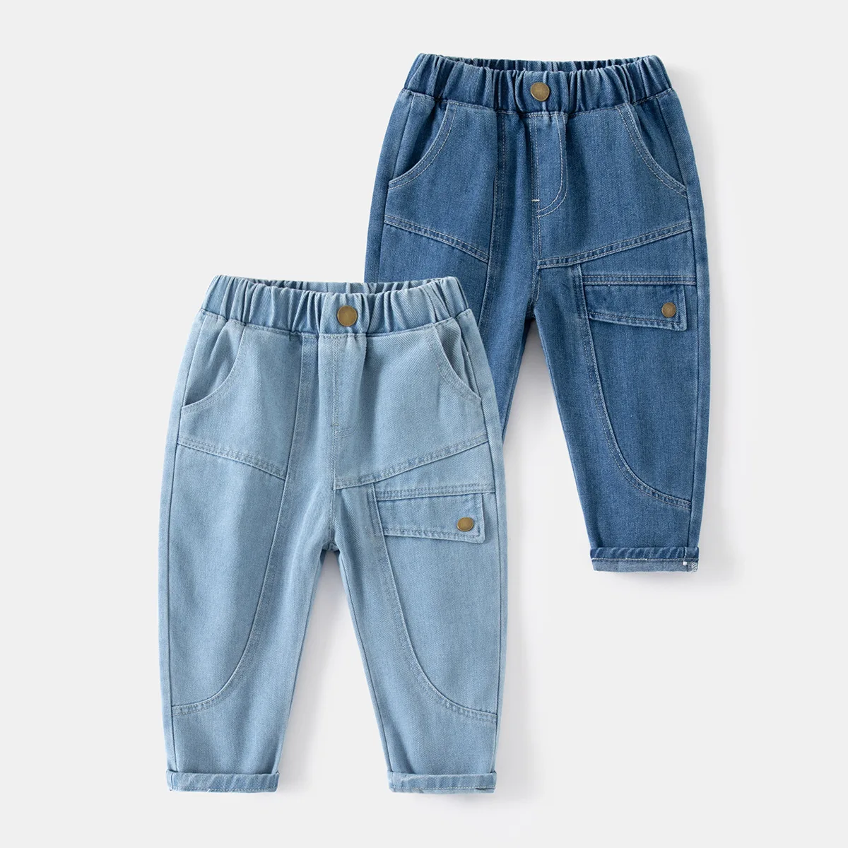 Baby Boys Jeans Kids Elastic Waist Denim Pants Spring Autumn Toddler Trousers with Button Children's Clothes