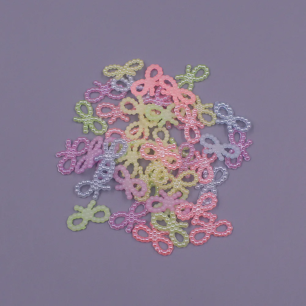 Mix color 100pcs 10x18MM bowknot Shape ABS Imitation Pearls Flatback Beads For Art Scrapbooking Jewelry garment Making