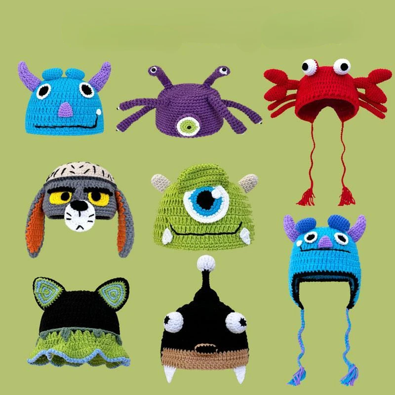 

Cute Funny Monsters, Inc. James P. Sullivan Mike Wazowski Knitted Hat Pullover Warm Child Adult Outdoors Party Dress Up Toy Gift