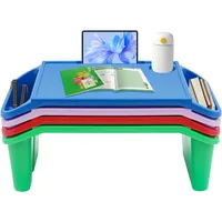4 Pcs Kids Lap Desk Tray Plastic Breakfast Laptop Trays Portable Lap Bed Table with Side Pockets (20" x 10" x 7") 2