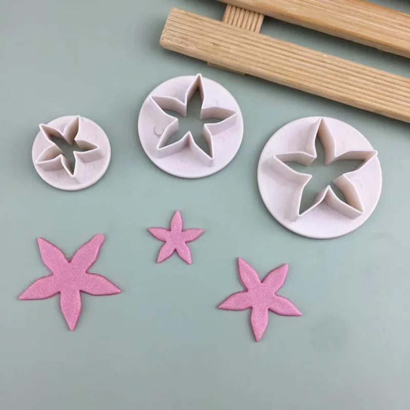 

New 3Pcs/Set Calyx Cookie Cutter 3D Dessert Fondant Cake Embossing Mould Dessert Baking Plastic DIY Birthday Kitchen Accessories