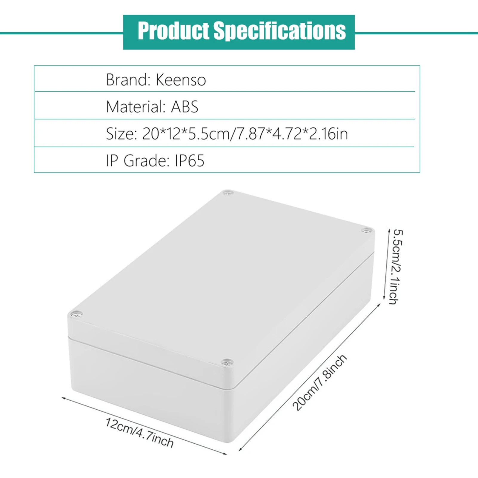 Durable Water-Resistant ABS Wiring Junction Box - 200x120x56mm