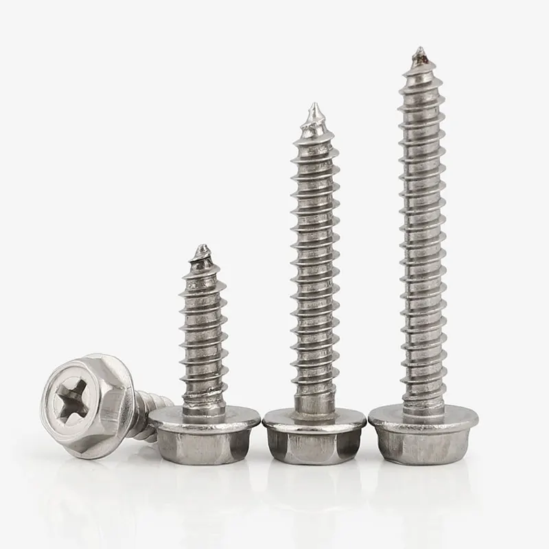 

M3 M4 M5 M6 6mm 8mm 10mm 12mm to 80mm 304 Stainless Steel Phillips Cross Bolt Hexagon Spring Plain Flange Self Tapping Screw