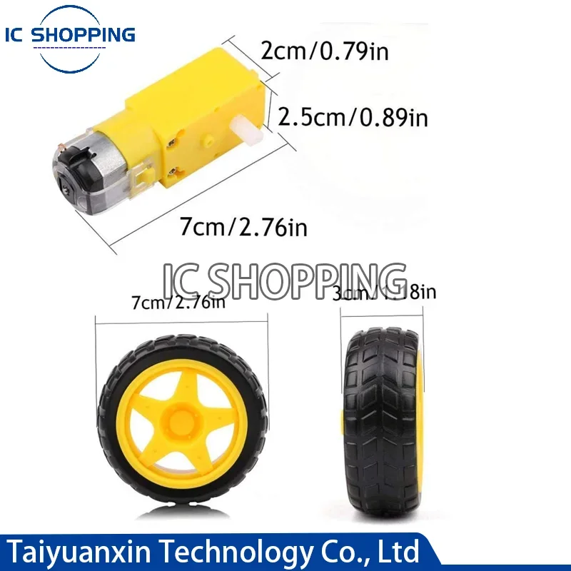 10pcs DC Motor Wheel TT Motor 3-6v Shaft Gear Support Electric Tire Parts for Arduino Robot Intelligent Car Model DIY robot car kit