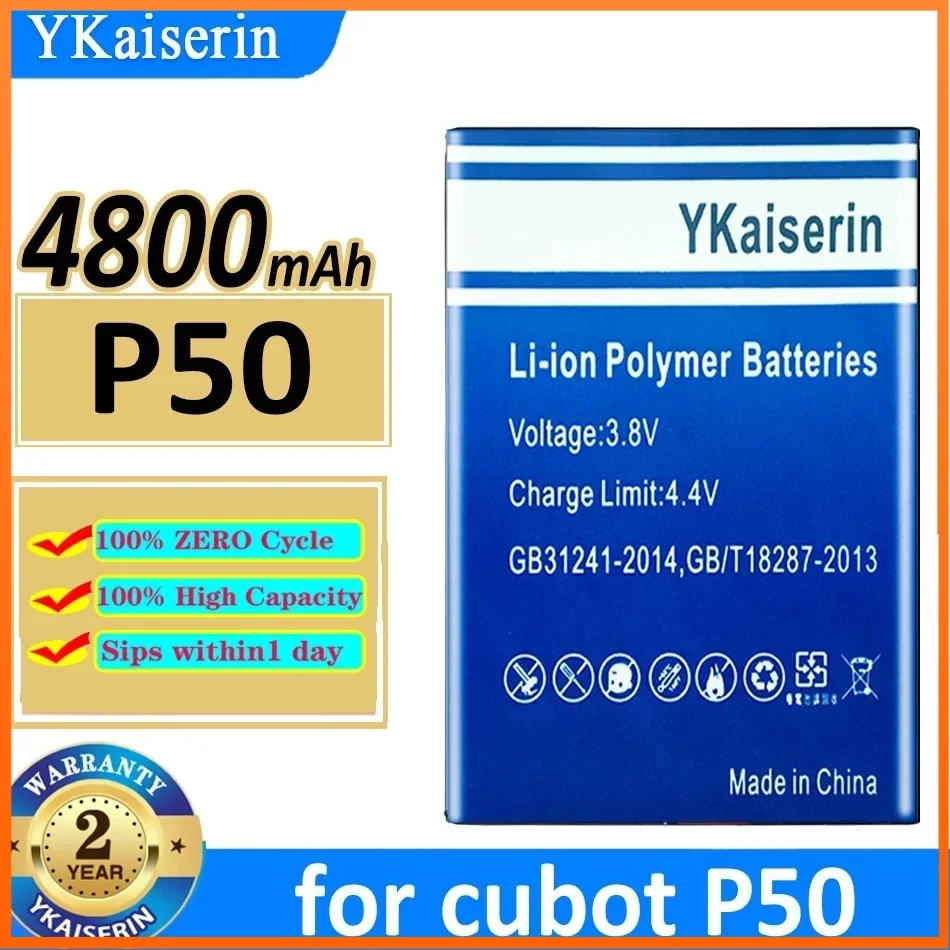 

Аккумулятор ykaisсеребрин P 50 (J9) емкостью 4800 мАч для Cubot P50, аккумулятор большой емкости, гарантия 2 года + трек-код