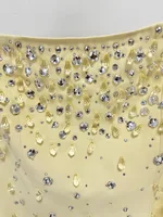 HIGH QUALITY Newest Fashion 2026 Designer Vestido Women's Square Collar Beading Diamonds Long Sleeve Maxi Dress - Image 5