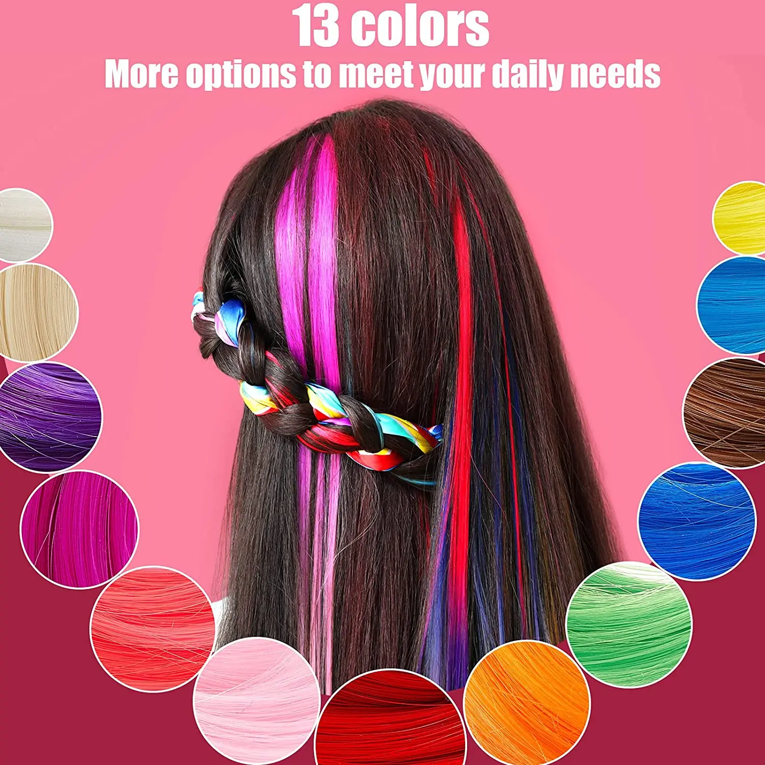 Fake Hair Colored Strands Of Feather Hairpiece False Rainbow Overhead Fake Coloring Feather Hair Synthetic