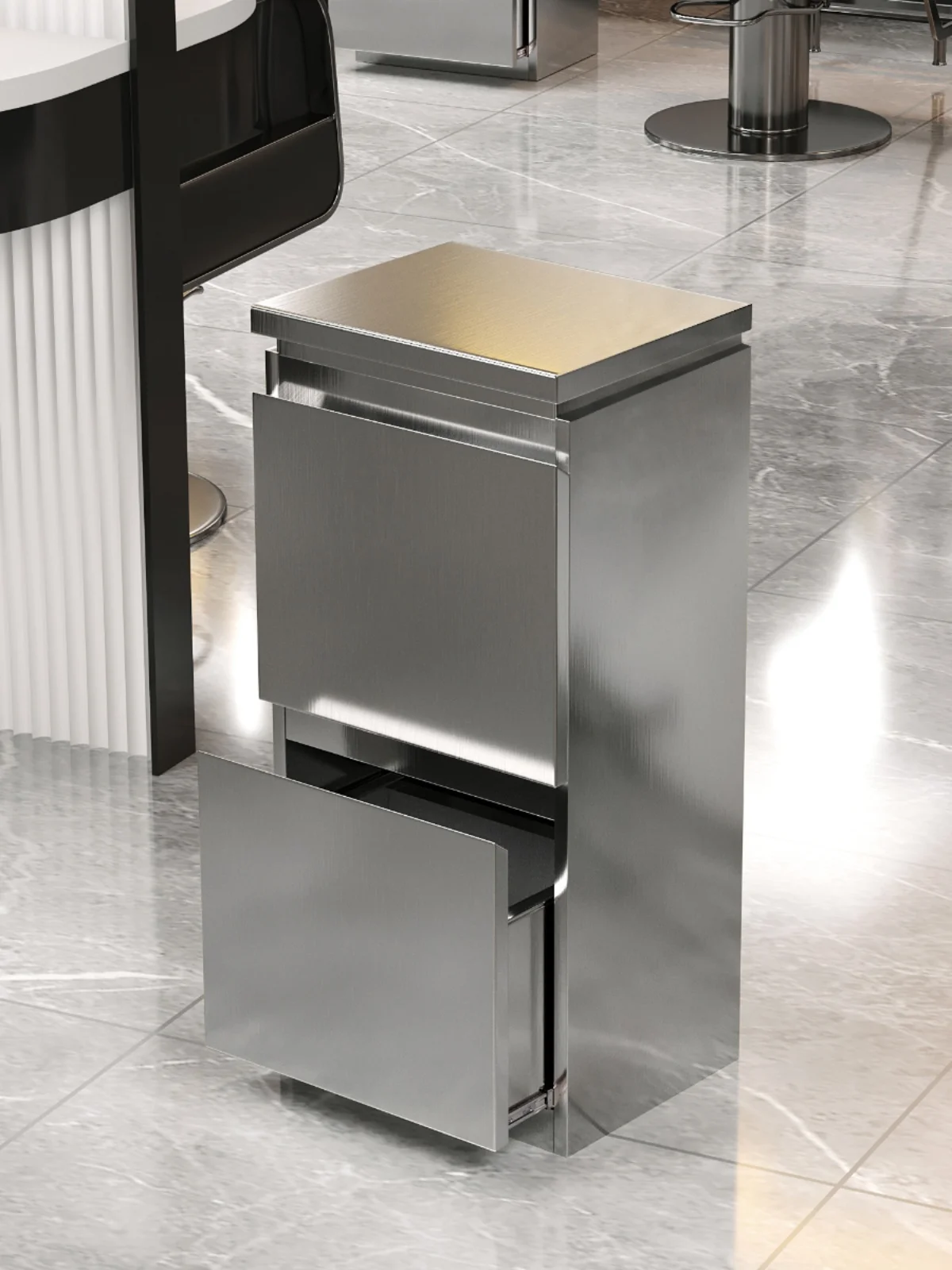 Barber Shop Tool Cabinet Stainless Steel Barber Tool Cabinet Hair Salon Special Table Storage Locker with Drawer