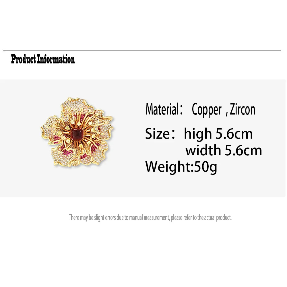 Luxury Rhinestone Flower Brooch for Women Metal Badges Lapel Pin Wedding Party Jewelry Women's Coat Scarf Accessory Corsage