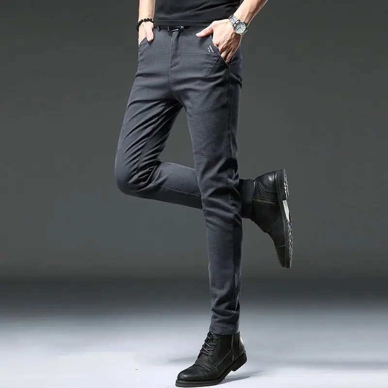 Autumn Winter Korean Harajuku Trousers All Match Vintage Jeans Men Casual Trend Solid Pockets Straight Leg Pant New Male Clothes