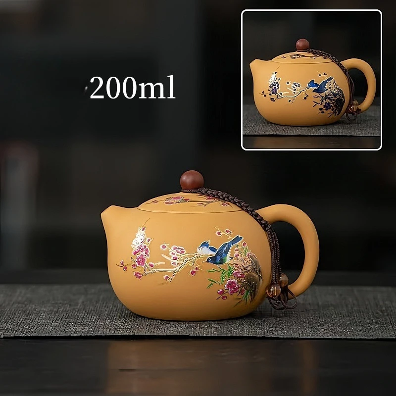 Chinese Style Raw Ore Gold Section Clay Purple Clay Teapot, High Temperature Discoloration Kung Fu Household, Handmade, New, 1Pc
